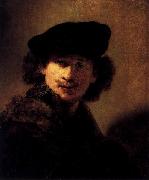 Rembrandt Peale Self portrait with Velvet Beret and Furred Mantel USA oil painting artist